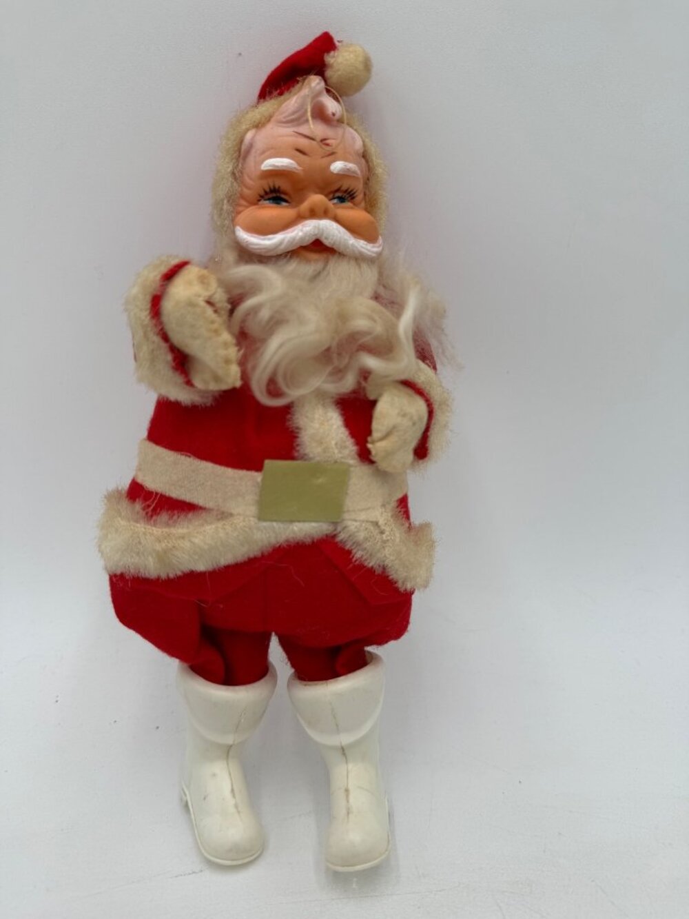 Vintage Rubber Face Rushton Santa Claus Plush Figurine Christmas Felt Plastic